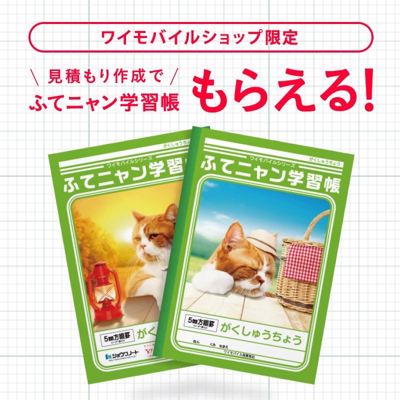 見積もり作成でふてニャン学習帳もらえる！